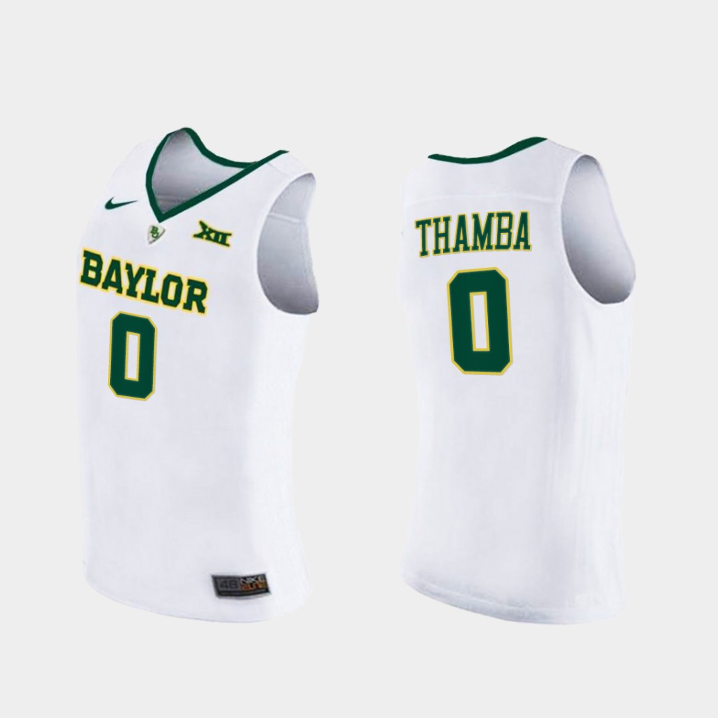 Men's Baylor Bears #0 Flo Thamba Nike White NCAA College Basketball Jersey