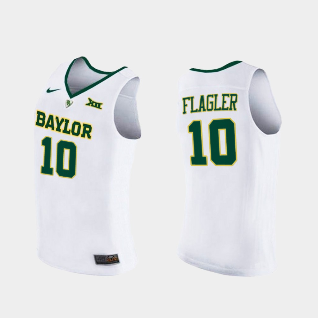 Men's Baylor Bears #10 Adam Flagler Nike White NCAA College Basketball Jersey