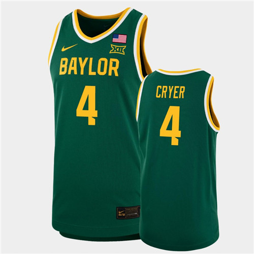 Men's Baylor Bears #4 L.J. Cryer Nike Green NCAA College Basketball Jersey