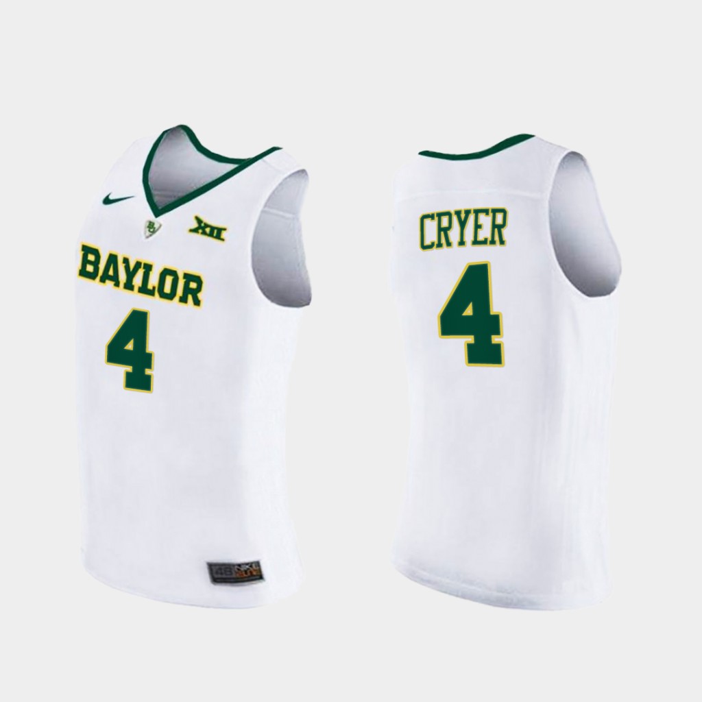 Men's Baylor Bears #4 L.J. Cryer Nike White NCAA College Basketball Jersey