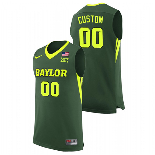 Men's Baylor Bears Custom College Basketball Replica Jersey Green