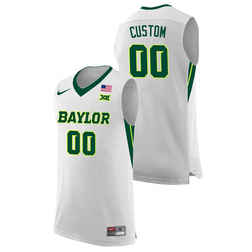 Men's Baylor Bears Custom College Basketball Replica Jersey White