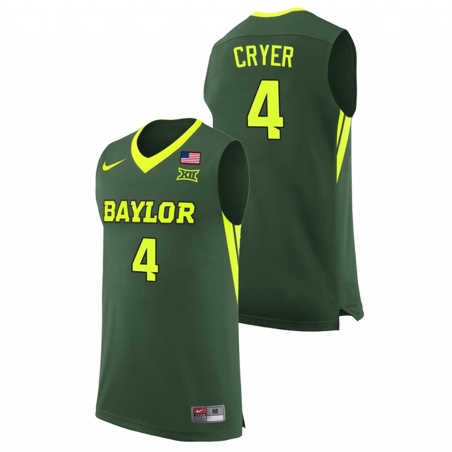 Men's Baylor Bears L.J. Cryer College Basketball Replica Jersey Green