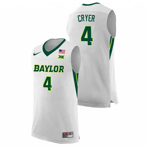 Men's Baylor Bears L.J. Cryer College Basketball Replica Jersey White
