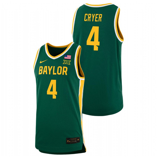 Men's Baylor Bears L.J. Cryer Replica Basketball Jersey Green