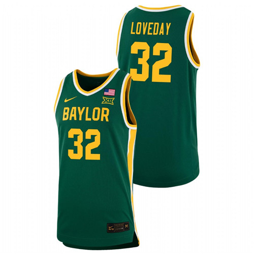 Men's Baylor Bears Zach Loveday Replica Basketball Jersey Green