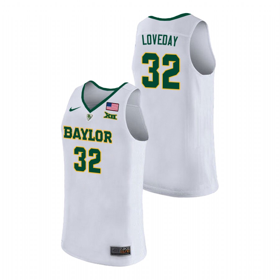 Men's Baylor Bears Zach Loveday Replica Basketball Jersey White