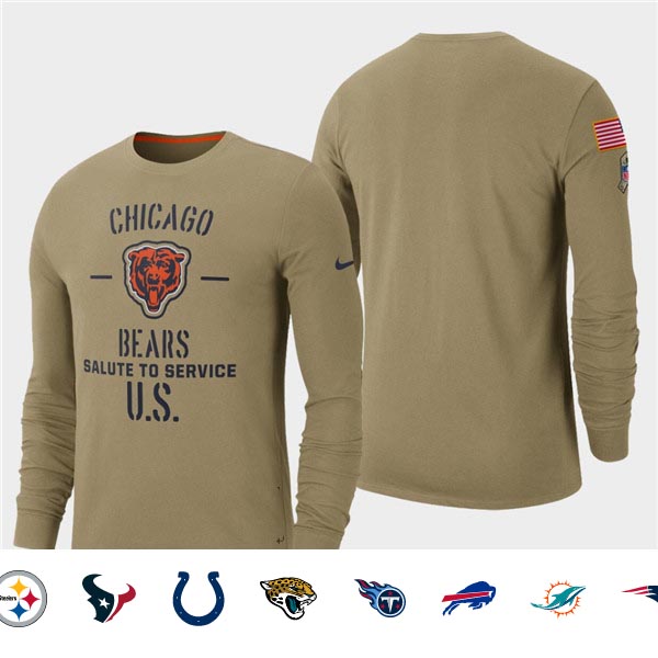 Men's Bears Tan 2019 Salute to Service Sideline Long Sleeve T-Shirt