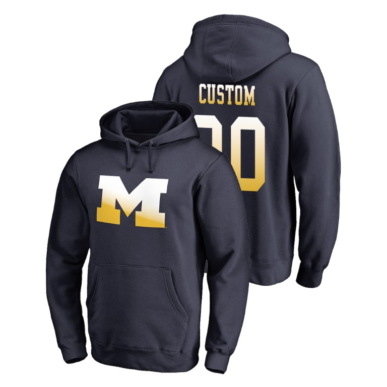 Men's Big & Tall #00 Custom Michigan Wolverines Fanatics Branded Navy Gradient Logo Hoodie
