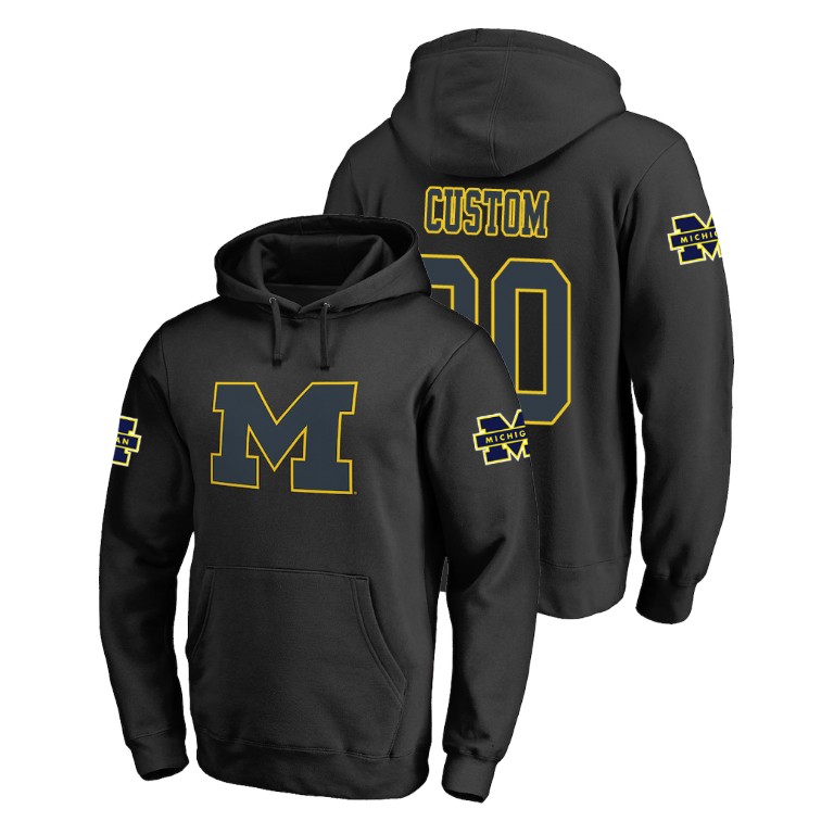 Men's Big & Tall #00 Custom Michigan Wolverines Taylor Black College Football Hoodie