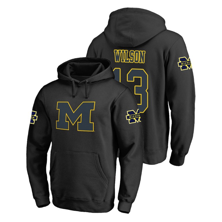 Men's Big & Tall #13 Tru Wilson Michigan Wolverines Taylor Black College Football Hoodie