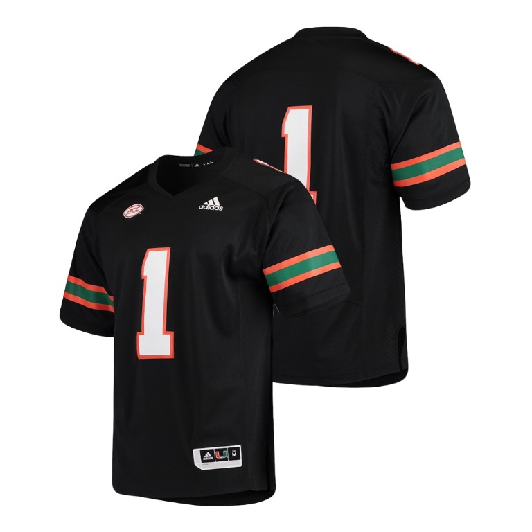 Men's Black Adidas College Football Miami Hurricanes Premier Jersey Men's Jersey Miami Hurricanes College Football Black Premier Jersey