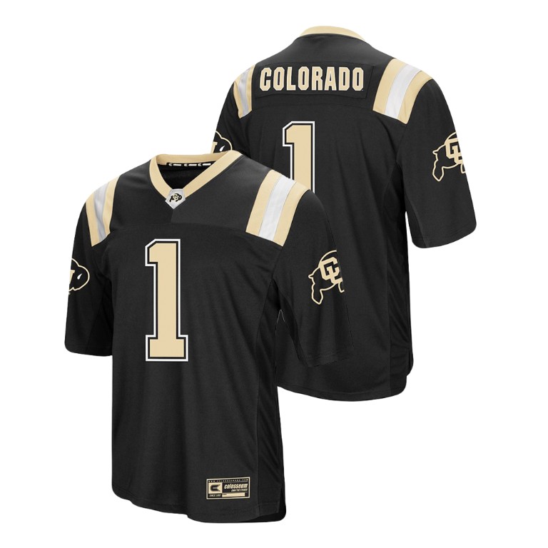 Men's Black Authentic Foos-Ball Football Colorado Buffaloes Colosseum Jersey