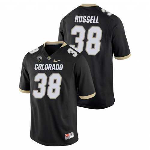 Men's Black Colorado Buffaloes Brady Russell College Football Game Jersey