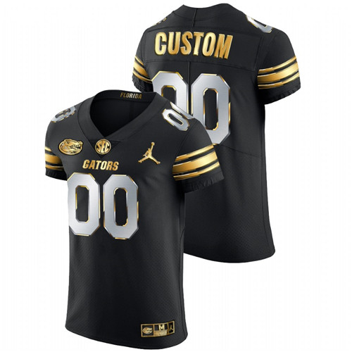 Men's Black Florida Gators Custom Golden Edition Authentic Jerseys