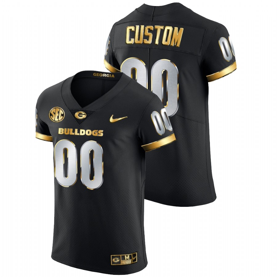 Men's Black Georgia Bulldogs Custom Golden Edition Authentic Jersey