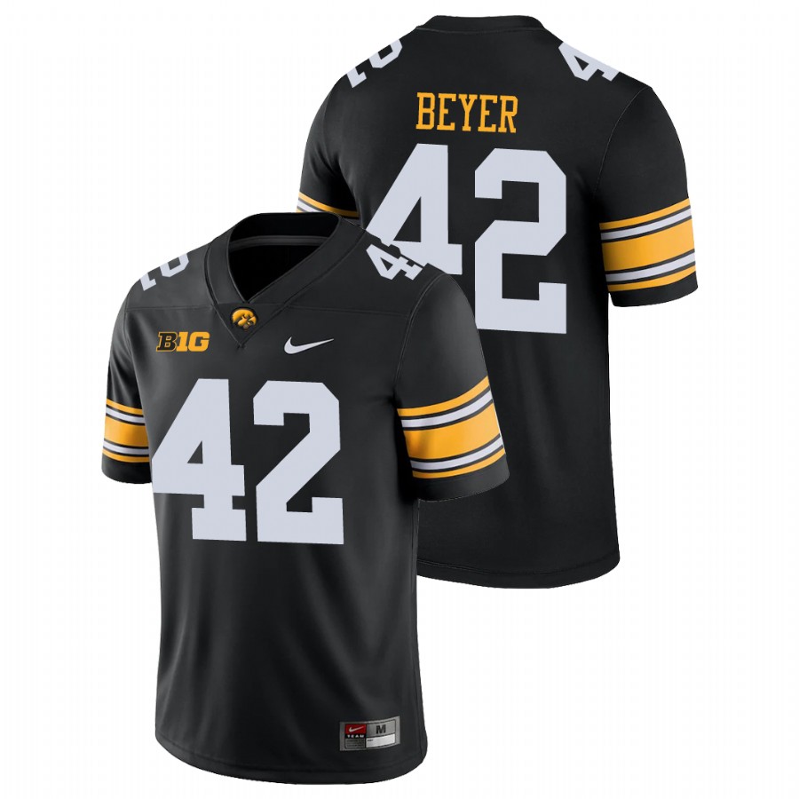 Men's Black Iowa Hawkeyes Shaun Beyer Game College Football Jersey