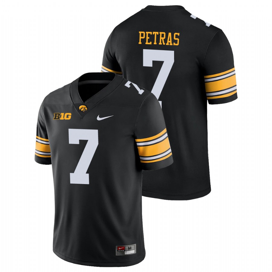 Men's Black Iowa Hawkeyes Spencer Petras Game College Football Jersey