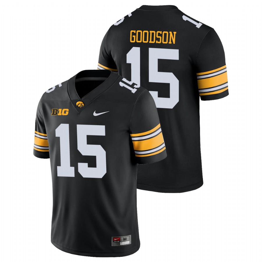 Men's Black Iowa Hawkeyes Tyler Goodson Game College Football Jersey