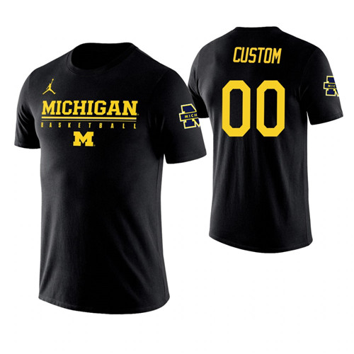 Men's Black Michigan Wolverines #00 Custom T-Shirt