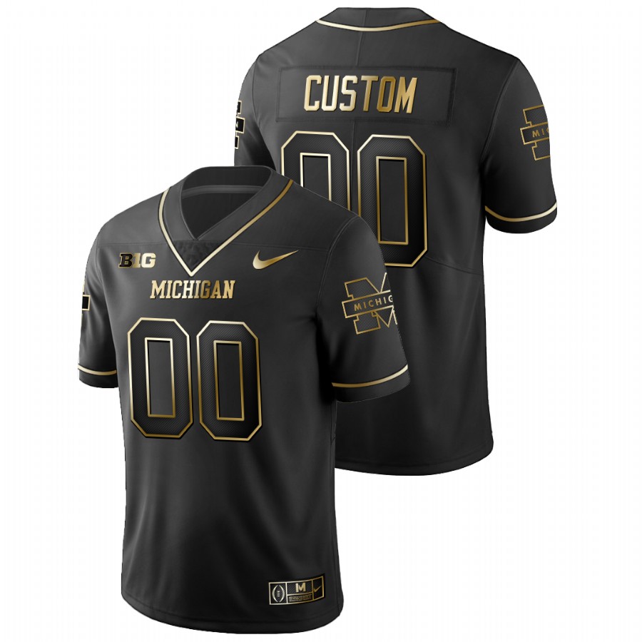 Men's Black Michigan Wolverines Custom College Football Golden Edition Limited Jersey