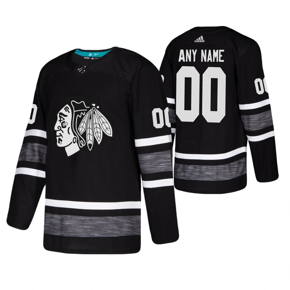 Men's Blackhawks #00 Custom Black 2019 NHL All-Star Jersey