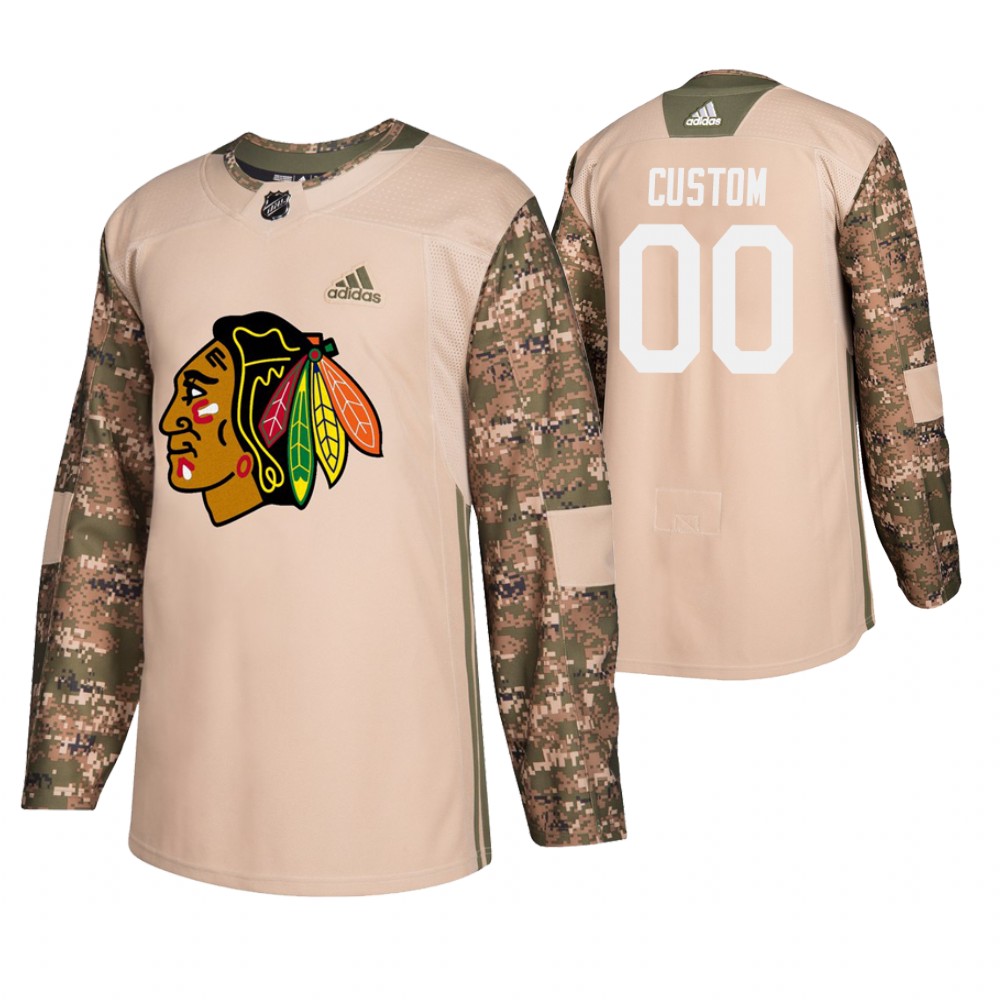 Men's Blackhawks #00 Custom Veterans Day Jersey - Camo