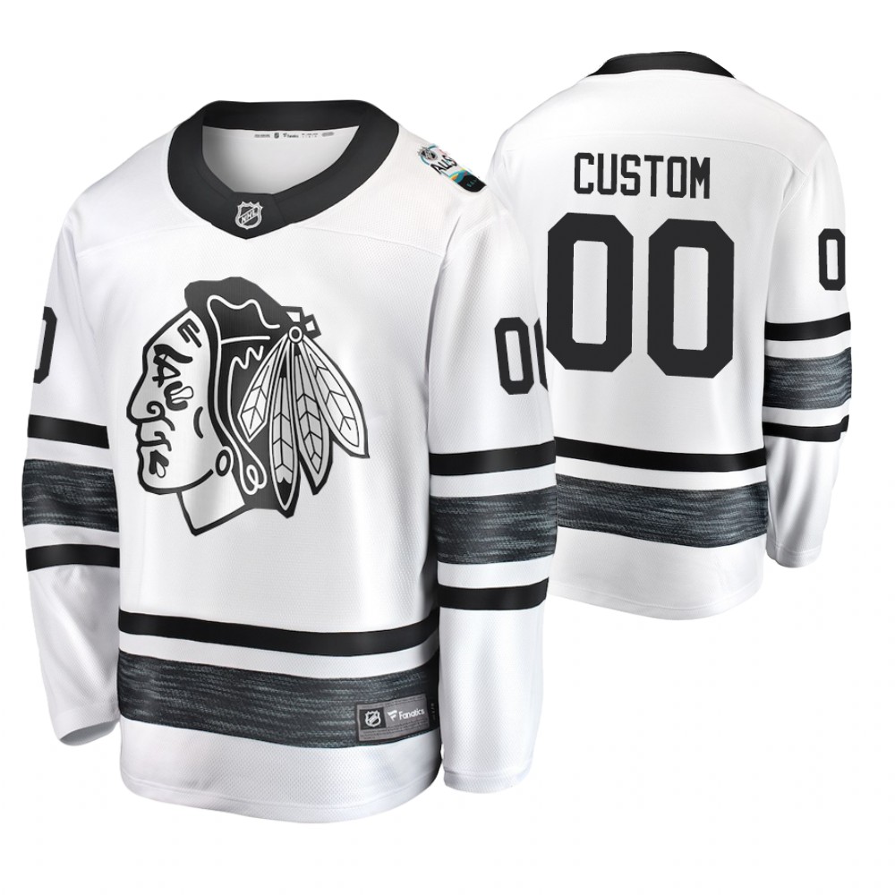 Men's Blackhawks #00 Custom White 2019 NHL All-Star Jersey
