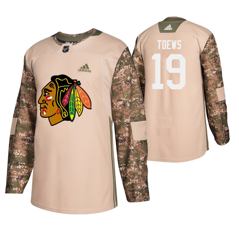 Men's Blackhawks #19 Jonathan Toews Veterans Day Jersey - Camo