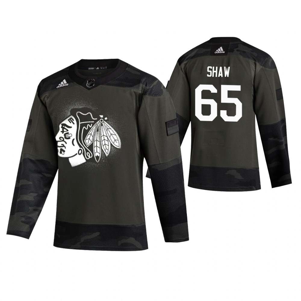 Men's Blackhawks #65 Andrew Shaw Authentic 2019 Veterans Day Jersey Camo