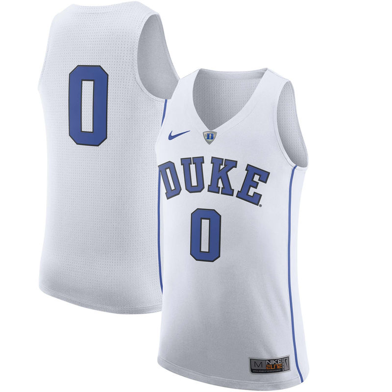 Men's Blue Devils #0 White Basketball Performance Jersey