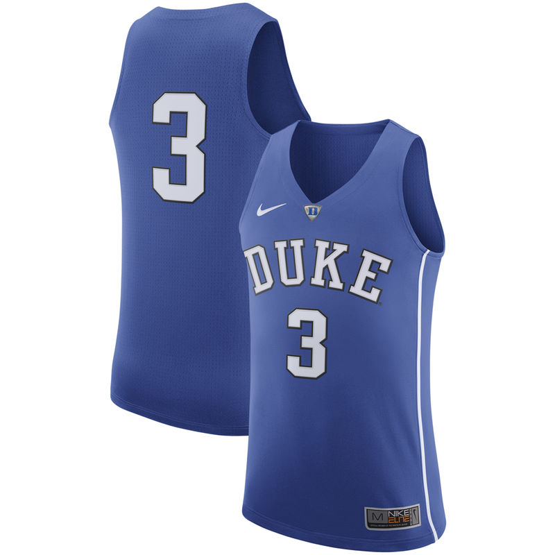 Men's Blue Devils #3 Royal Authentic Basketball Jersey