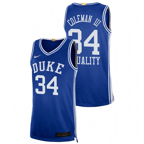 Men's Blue Duke Blue Devils Henry Coleman III Equality Social Justice Authentic Limited Basketball Jersey