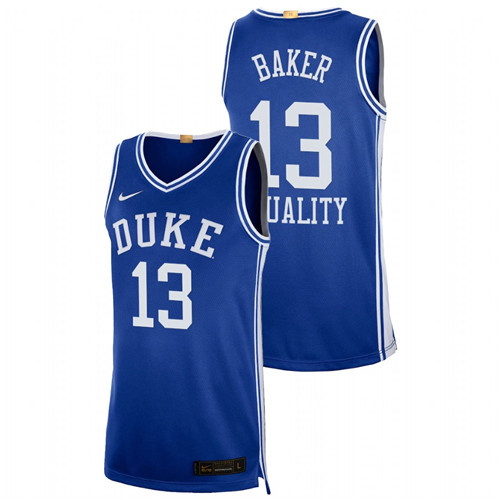 Men's Blue Duke Blue Devils Joey Baker Equality Social Justice Authentic Limited Basketball Jersey