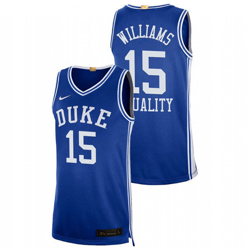 Men's Blue Duke Blue Devils Mark Williams Equality Social Justice Authentic Limited Basketball Jersey