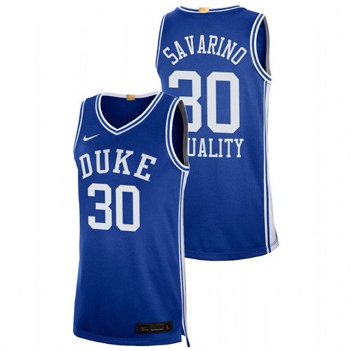 Men's Blue Duke Blue Devils Michael Savarino Equality Social Justice Authentic Limited Basketball Jersey