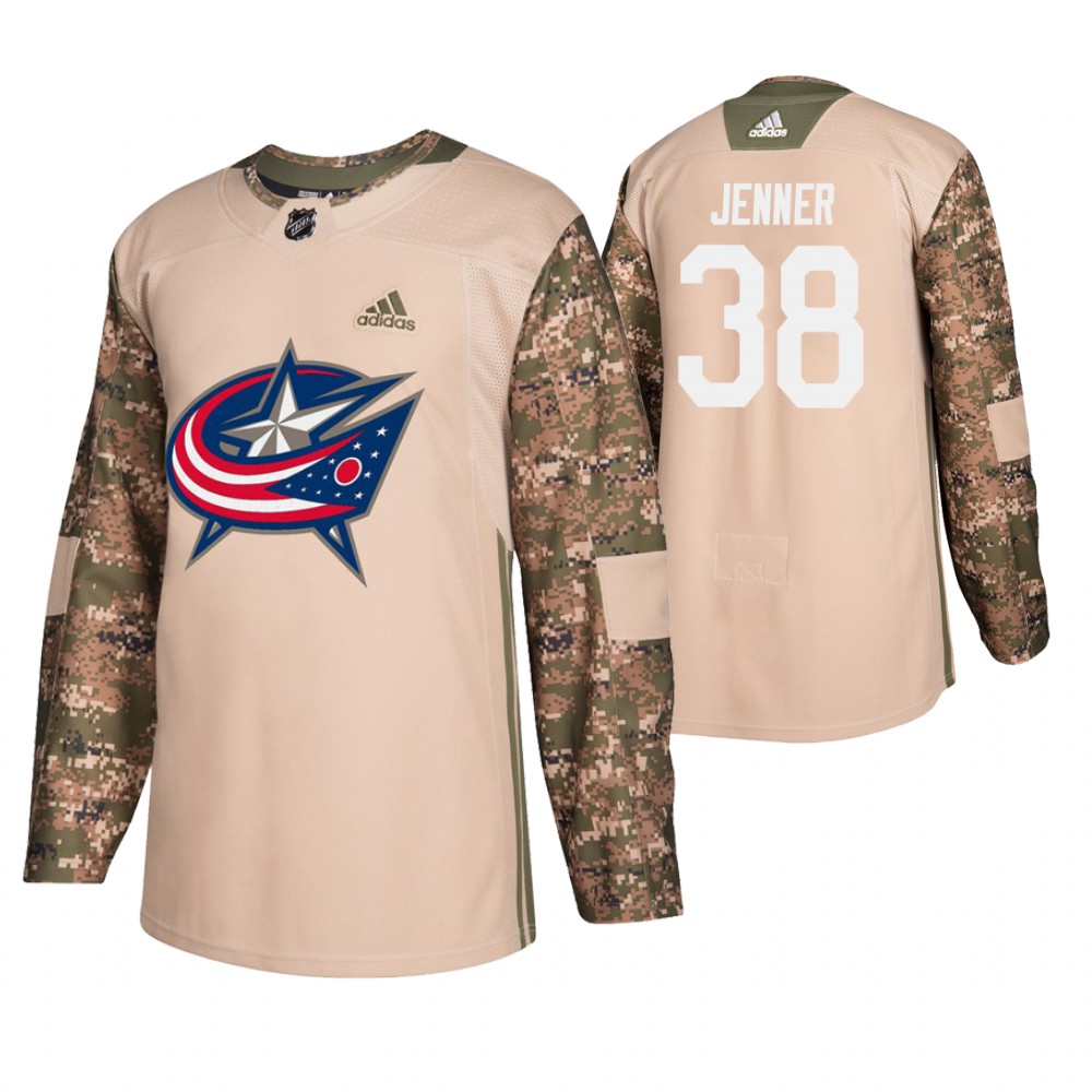 Men's Blue Jackets #38 Boone Jenner Veterans Day Jersey - Camo