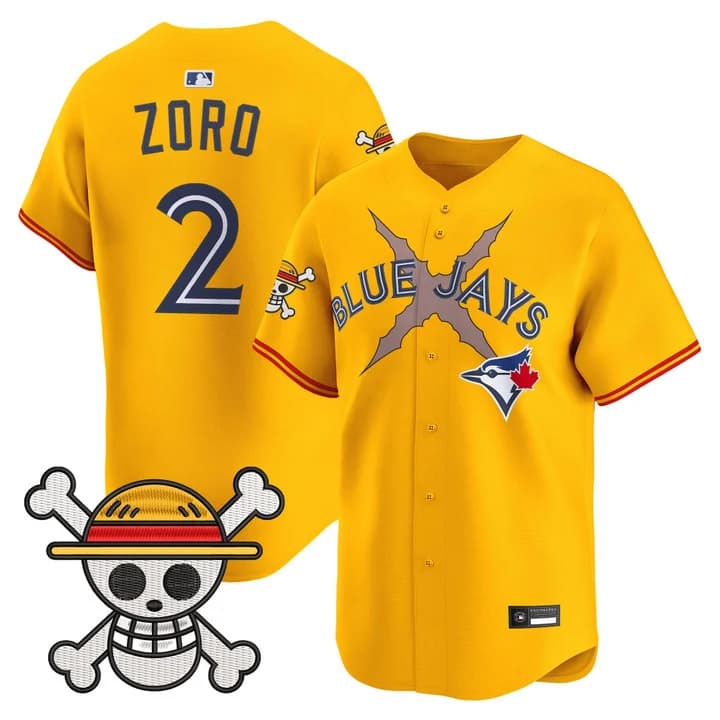 Men's Blue Jays x One Piece Vapor Premier Limited Jersey - Stitched #2  Zoro