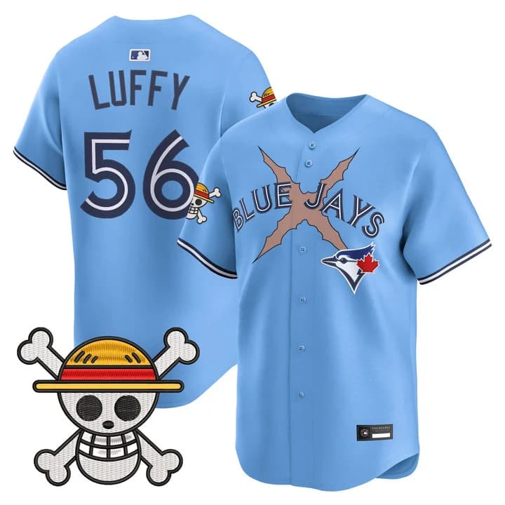Men's Blue Jays x One Piece Vapor Premier Limited Jersey - Stitched Luffy   56