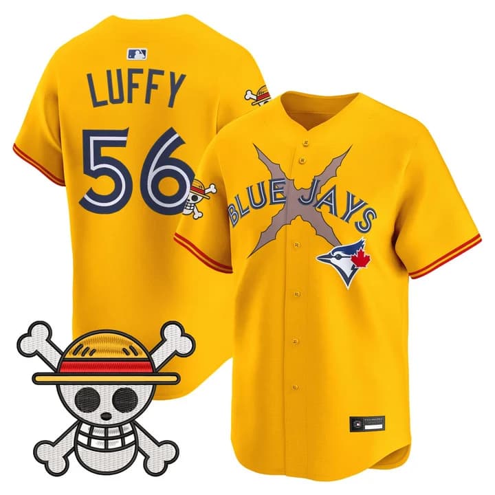 Men's Blue Jays x One Piece Vapor Premier Limited Jersey - Stitched Luffy #56