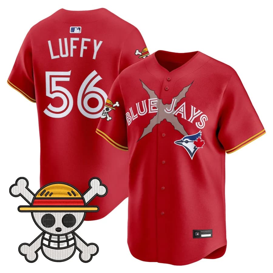 Men's Blue Jays x One Piece Vapor Premier Limited Jersey - Stitched Luffy