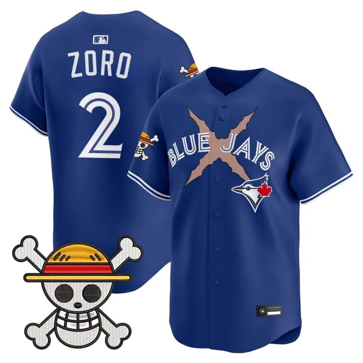 Men's Blue Jays x One Piece Vapor Premier Limited Jersey - Stitched Zoro     2