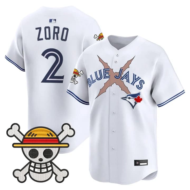 Men's Blue Jays x One Piece Vapor Premier Limited Jersey - Stitched Zoro #2