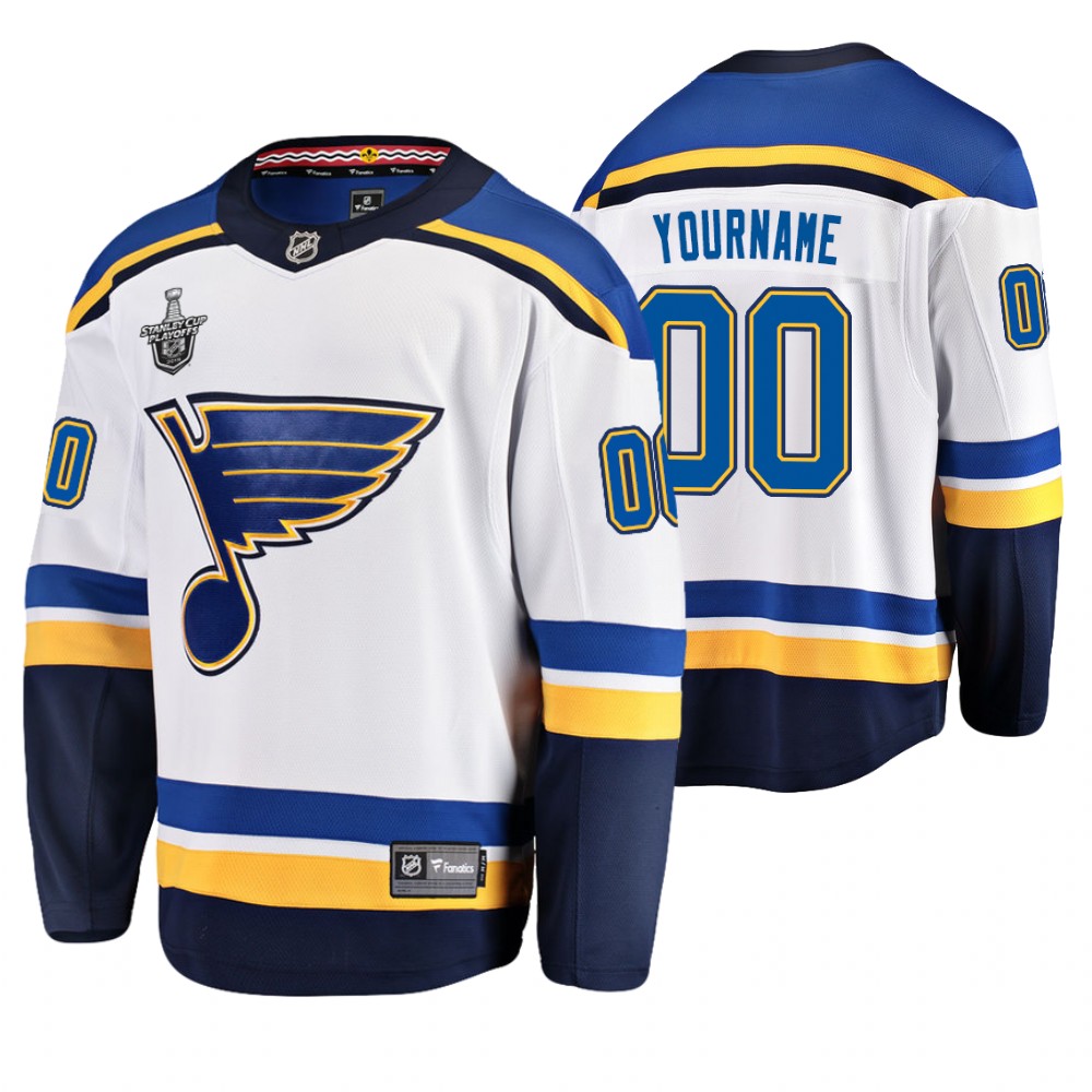 Men's Blues #00 Custom Stanley Cup Playoffs Away Jersey