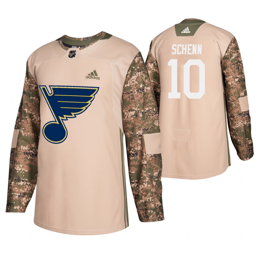 Men's Blues #10 Brayden Schenn Veterans Day Jersey - Camo