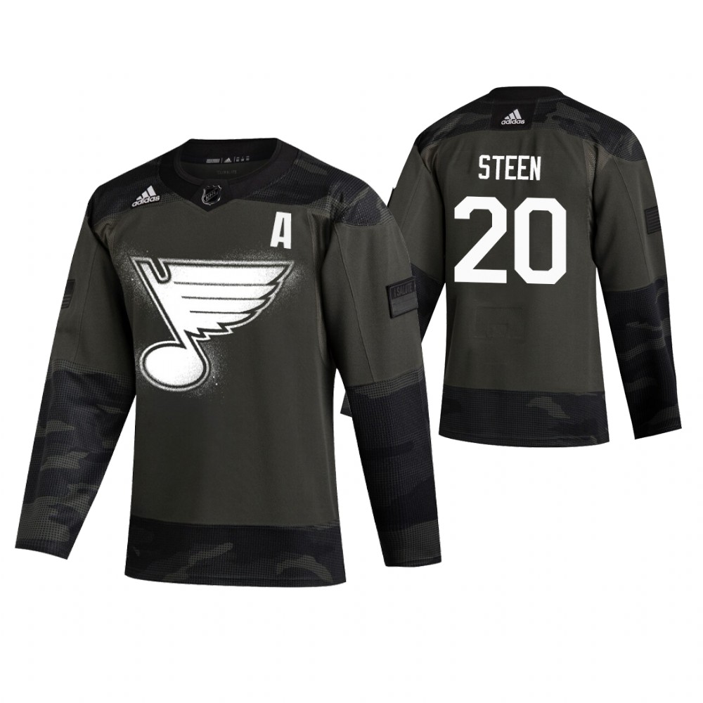 Men's Blues #20 Alexander Steen Authentic 2019 Veterans Day Jersey Camo