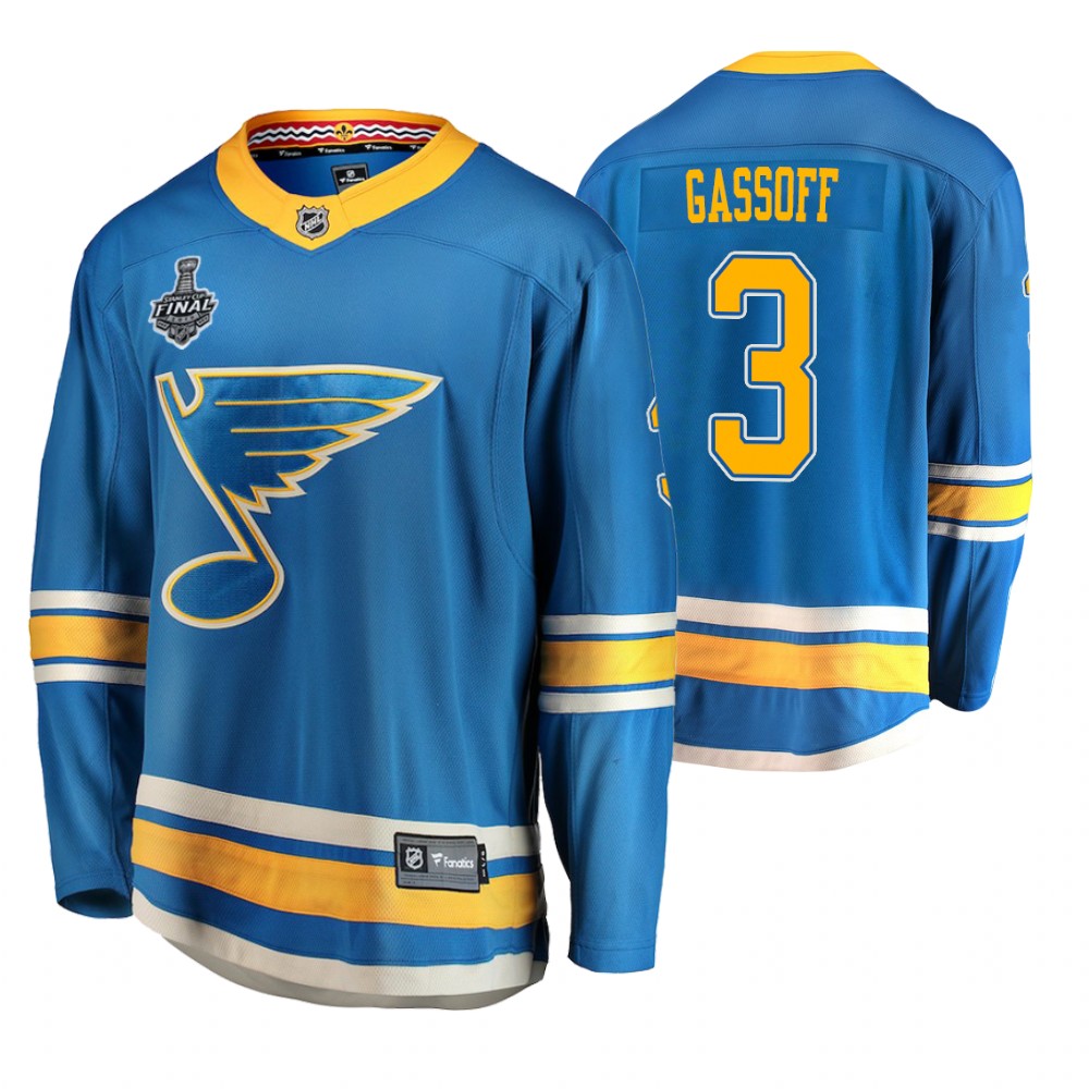 Men's Blues #3 Bob Gassoff Stanley Cup Final Retired Player Jersey
