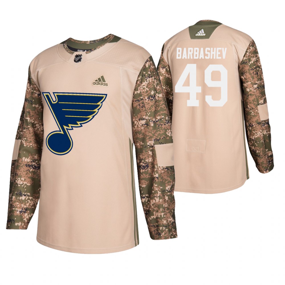 Men's Blues #49 Ivan Barbashev Veterans Day Jersey - Camo