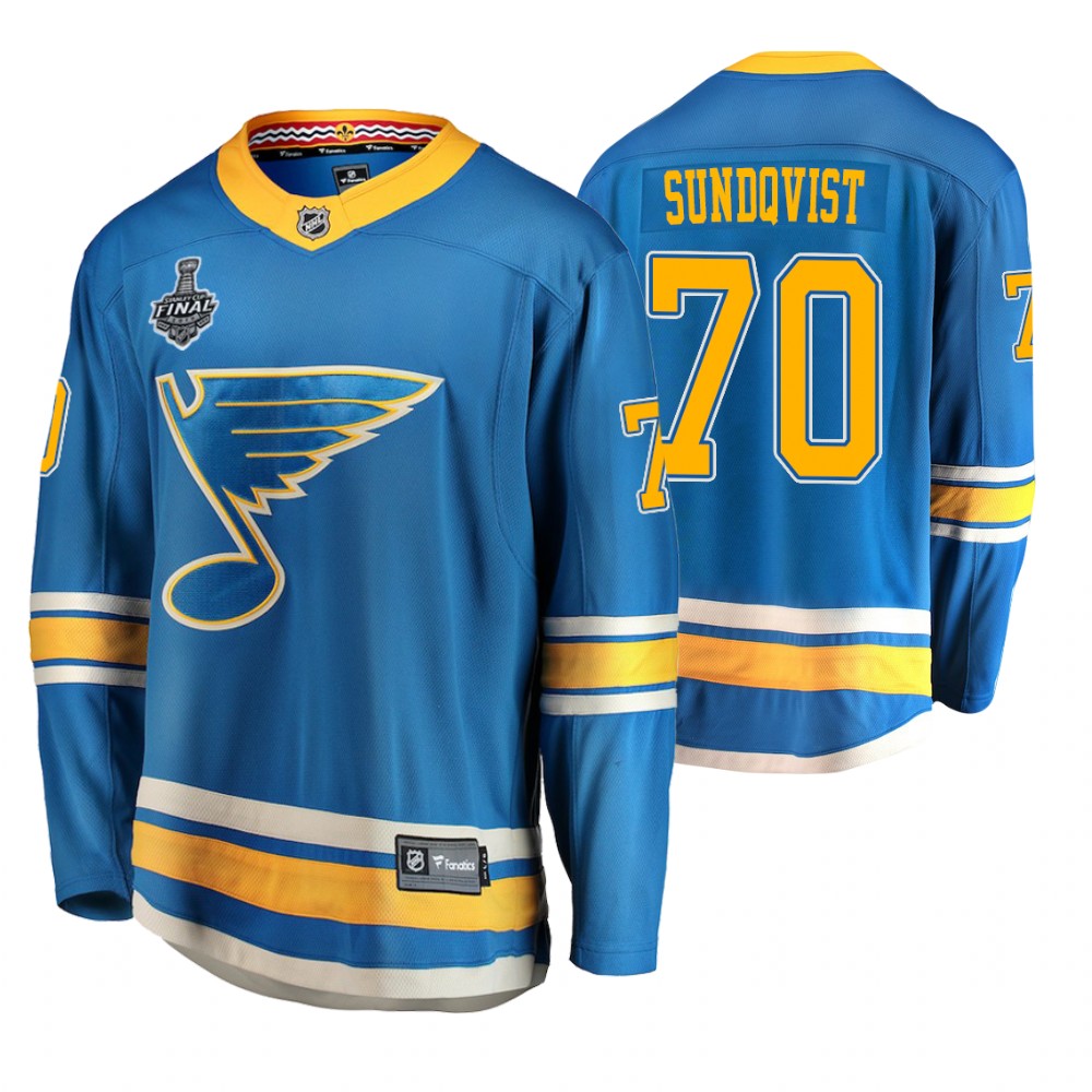 Men's Blues #70 Oskar Sundqvist Stanley Cup Final Alternate Jersey