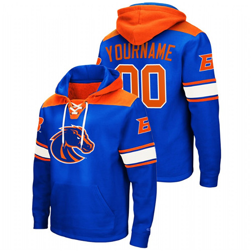 Men's Boise State Broncos Custom Royal 2.0 Lace-Up Pullover Hoodie